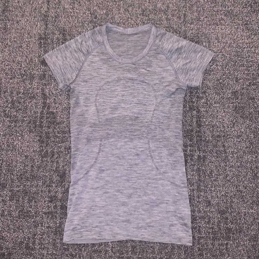 Gray lululemon swiftly tech short sleeve/ size four